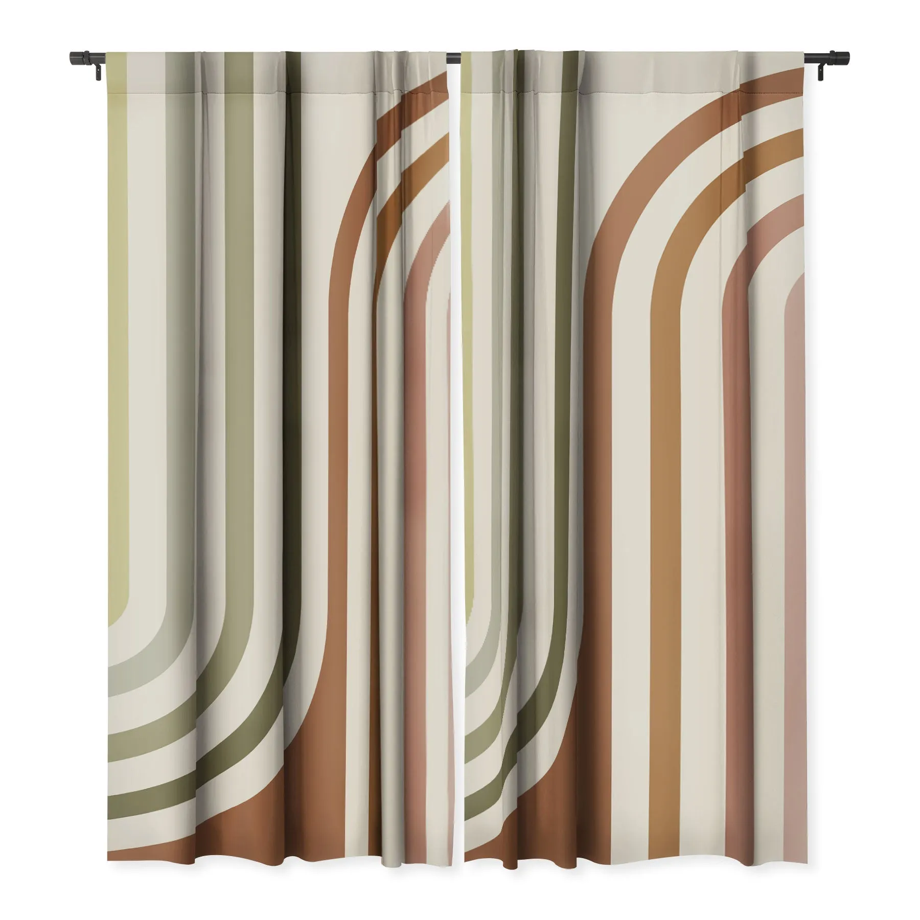 BOLD CURVATURE STRIPES I WINDOW CURTAINS