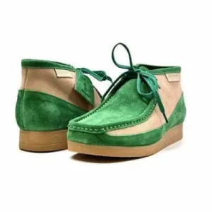 British Walkers New Castle Men's Green and Beige Suede Ankle Boots