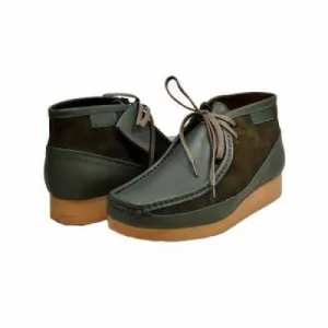 British Walkers New Castle Men's Green Leather and Suede Ankle Boots