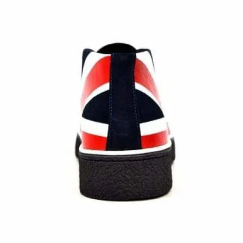 British Walkers Playboy Union Jack Men's Red White and Blue Suede Ankle Boots