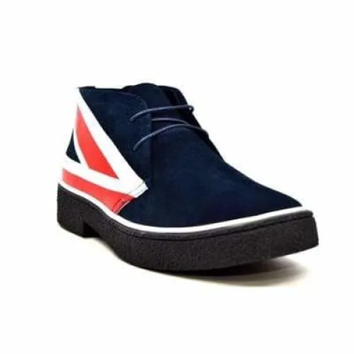 British Walkers Playboy Union Jack Men's Red White and Blue Suede Ankle Boots