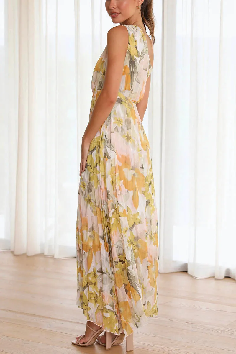 Caprice - Printed Dress with Off-the-Shoulder Design