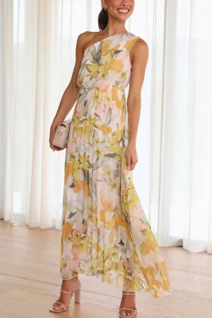 Caprice - Printed Dress with Off-the-Shoulder Design