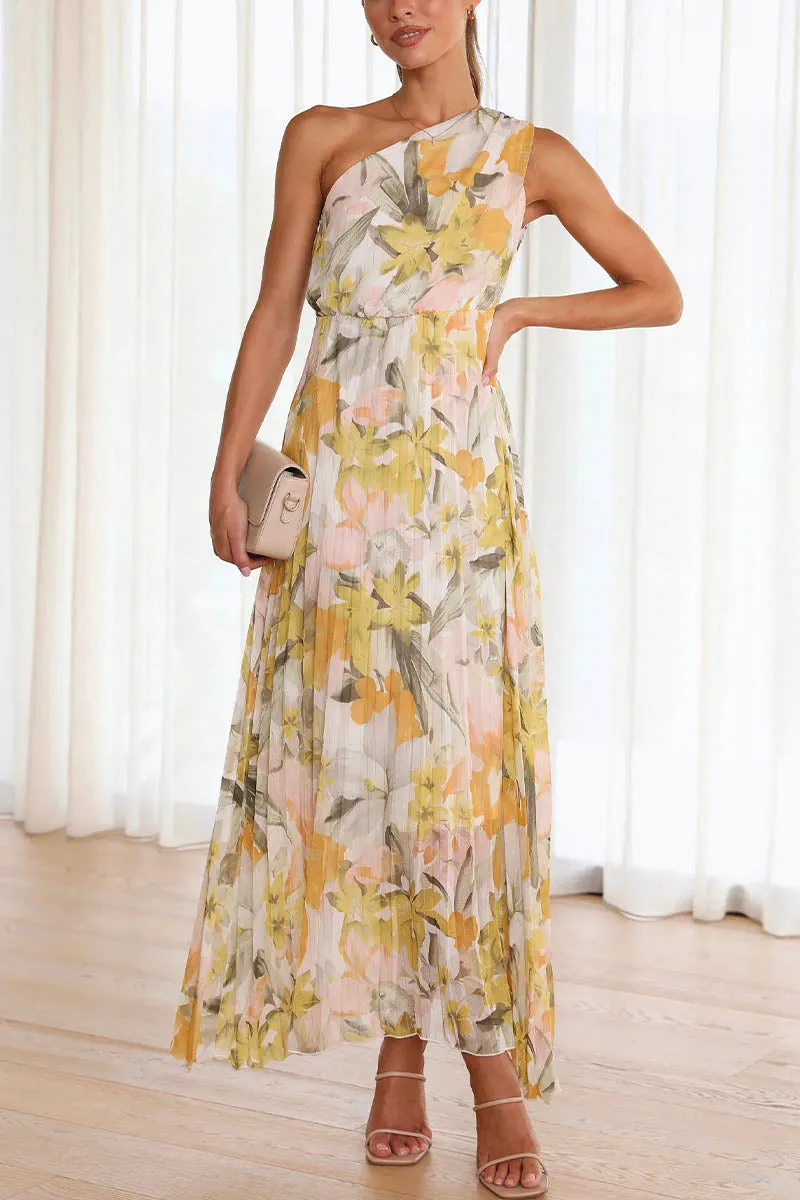 Caprice - Printed Dress with Off-the-Shoulder Design