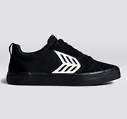 CATIBA PRO Low All Black Suede and Canvas Ivory Logo Sneaker Men Right