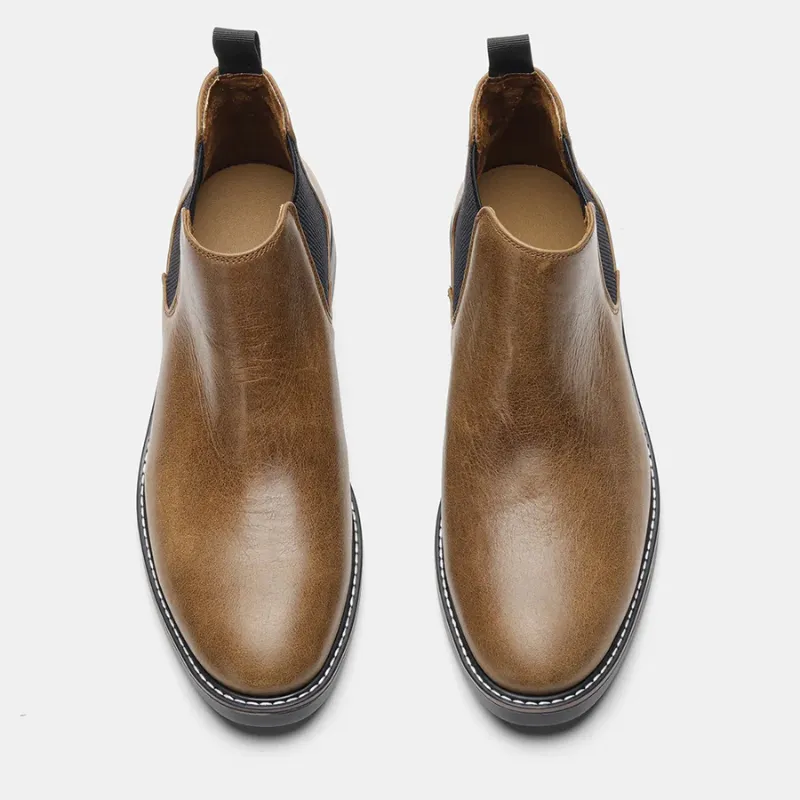 Classic men's leather boots with elastic insert
