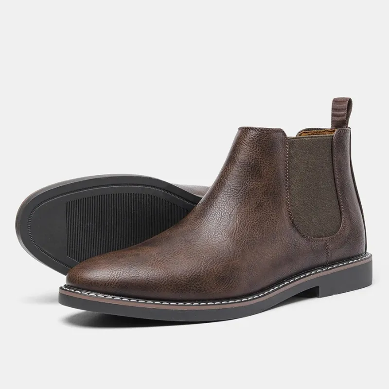 Classic men's leather boots with elastic insert