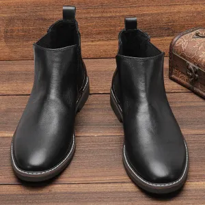 Classic men's leather boots with elastic insert