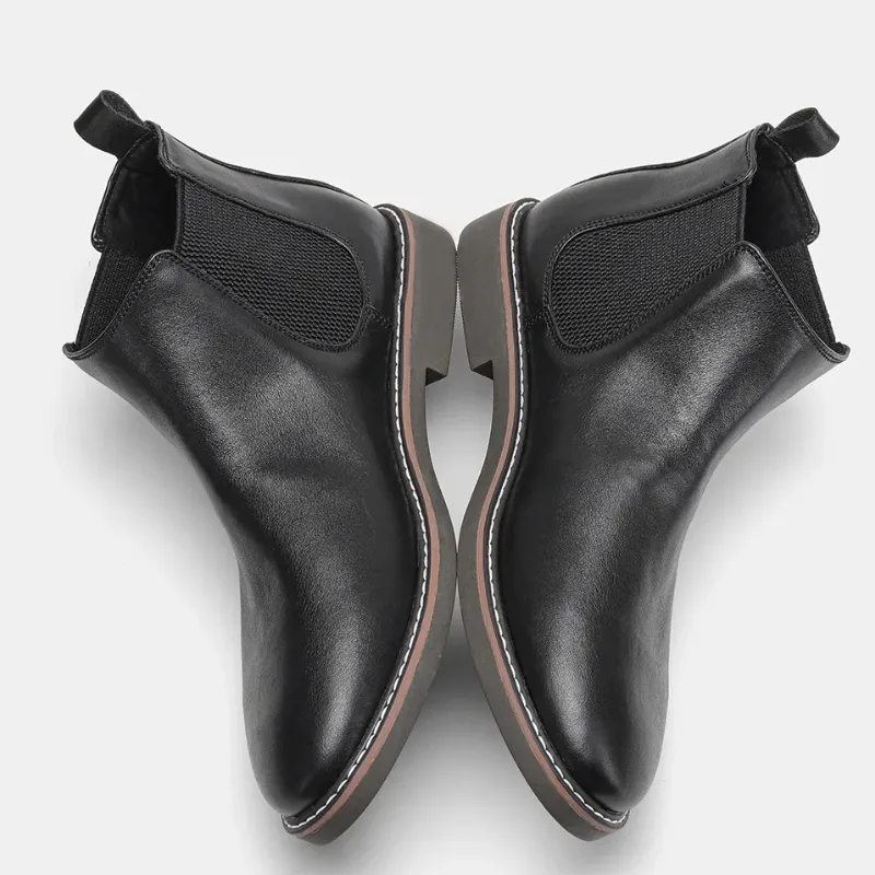 Classic men's leather boots with elastic insert