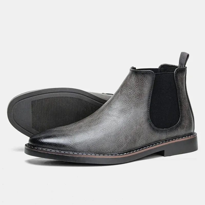 Classic men's leather boots with elastic insert