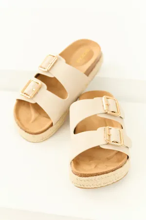 Coconut Espadrille Platform Twin Buckle Sandals