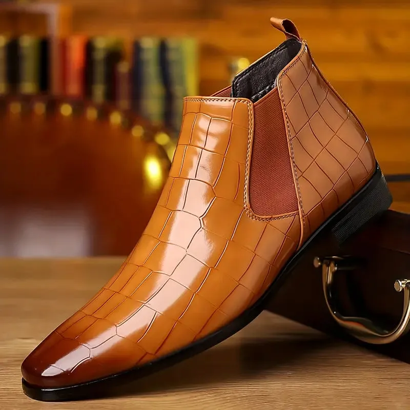 Croc Leather Chelsea Boots