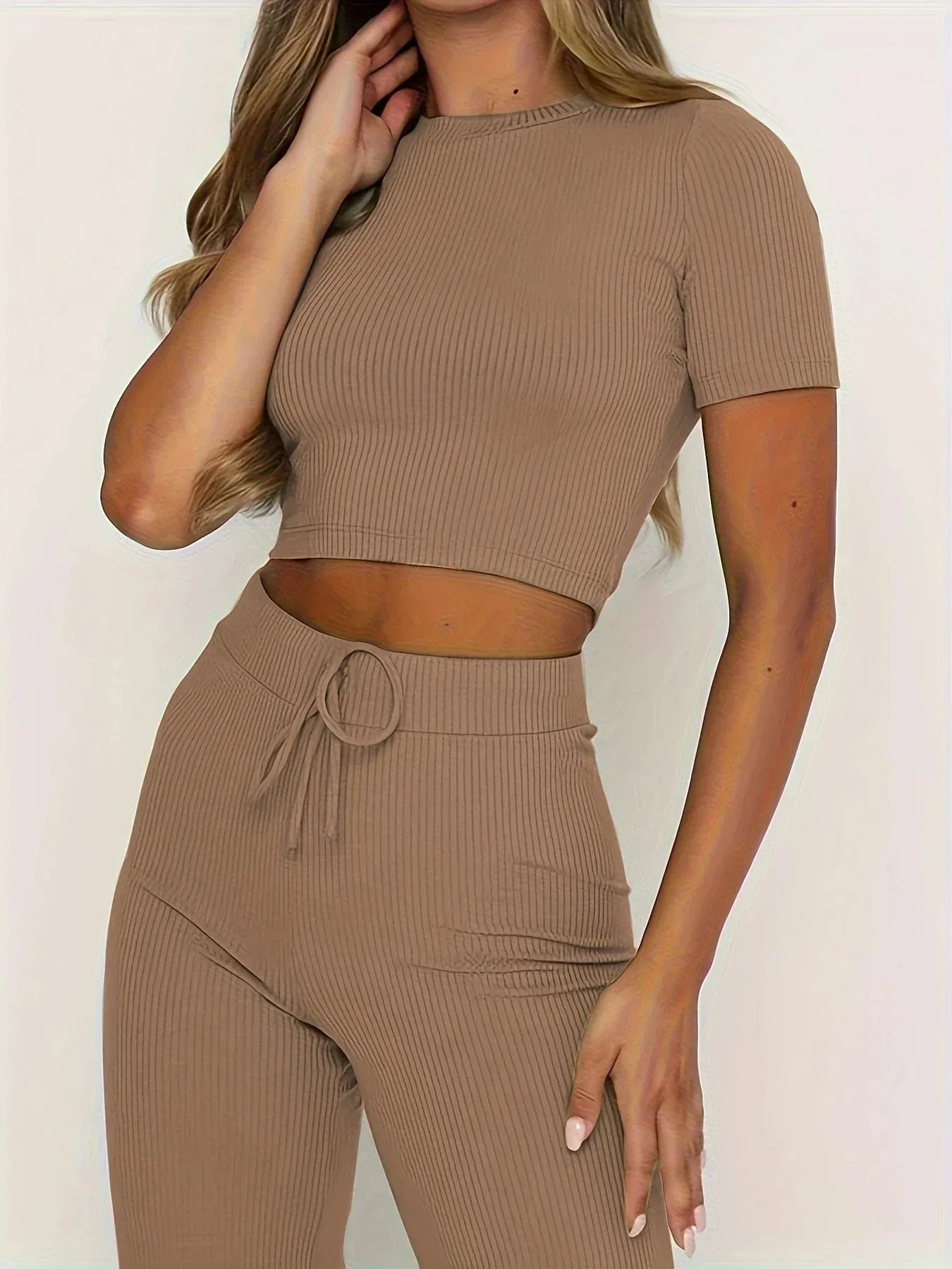 Crop Top & High-Waisted Wide-Leg Pants Set | Trendy & Comfortable | Effortless Style