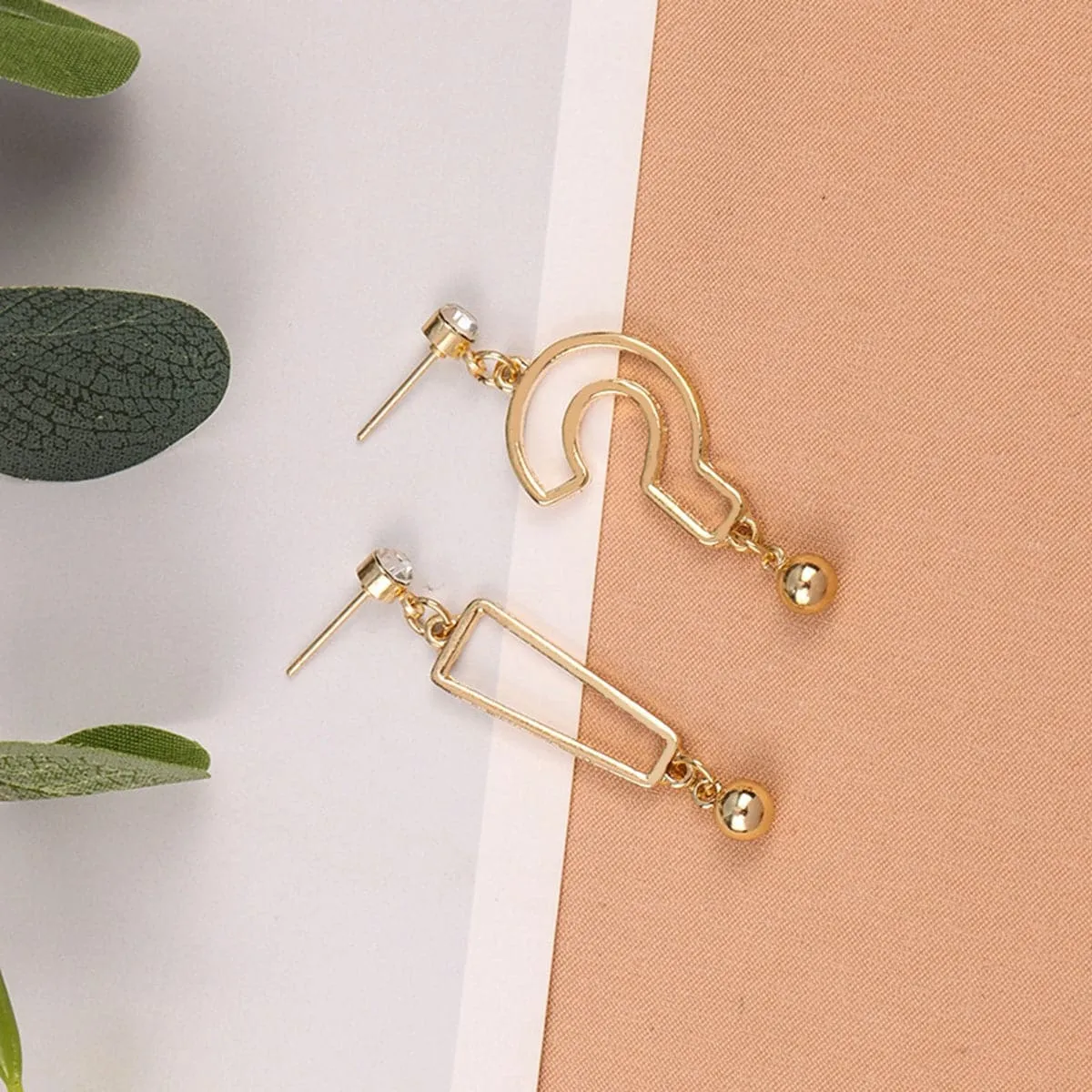 Cubic Zirconia & 18K Gold-Plated Expression Drop Earrings