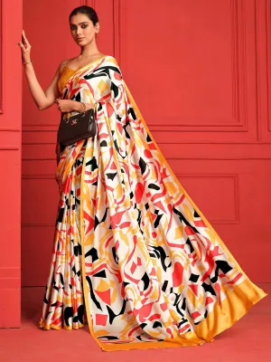 Digital Printed Satin Saree