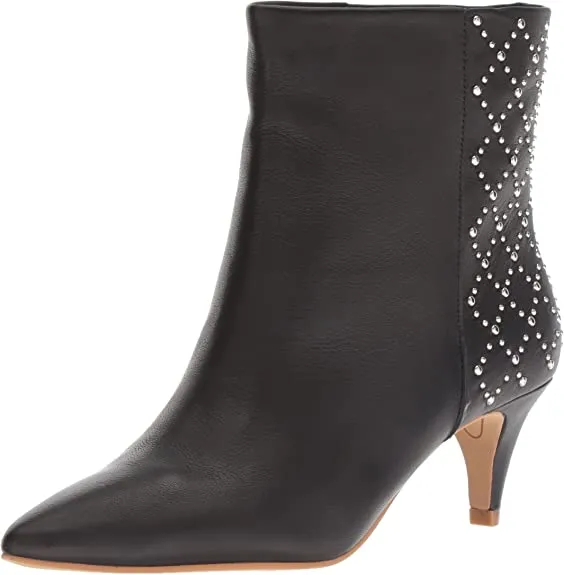 Dolce Vita Women's DOT Ankle Boot, Black Leather, 8 M US