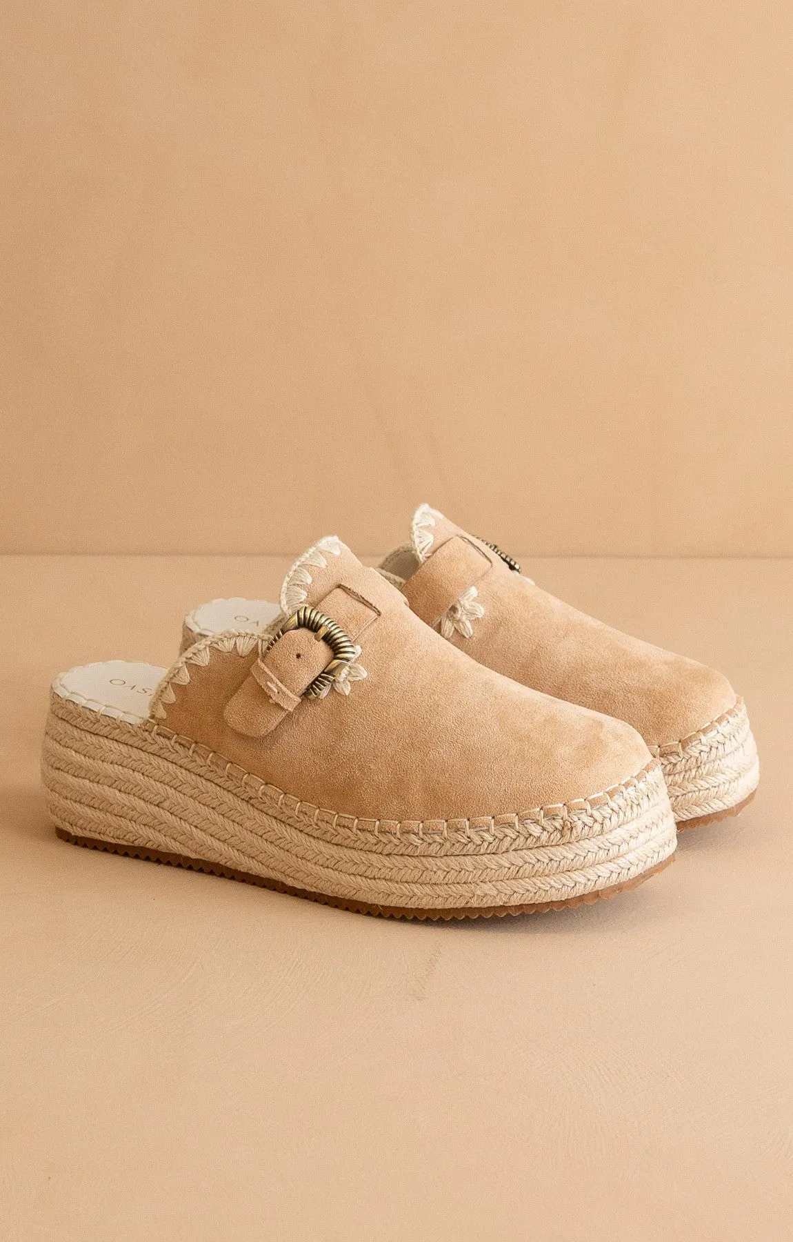 Edith- Clog Raffia Mule with Western Buckles