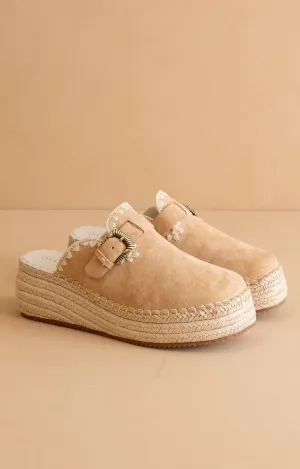 Edith- Clog Raffia Mule with Western Buckles