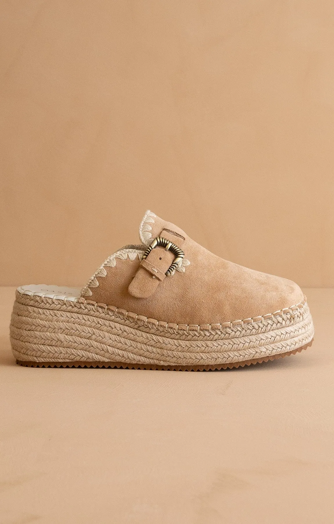 Edith- Clog Raffia Mule with Western Buckles