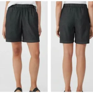 EILEEN FISHER Black Women Airy Organic Cotton Twill Short 2x