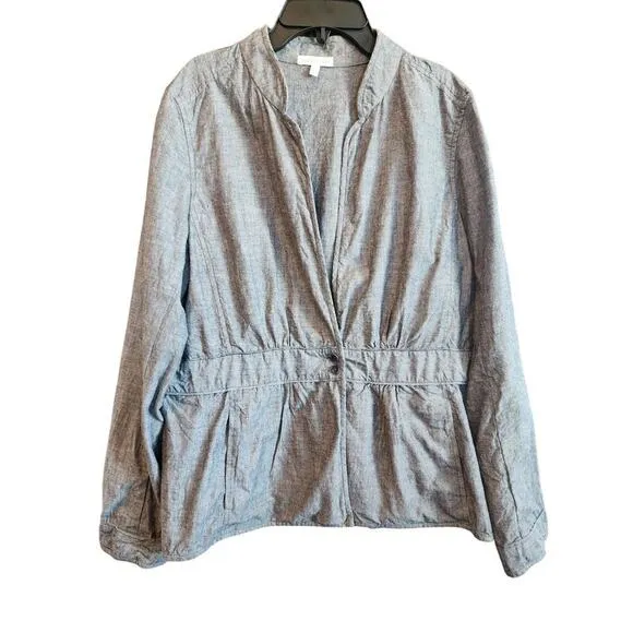 Eileen Fisher Chambray Peplum Jacket- Large