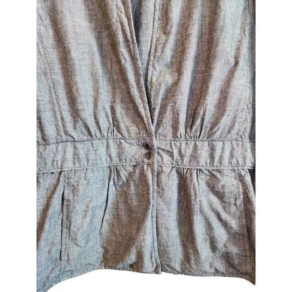 Eileen Fisher Chambray Peplum Jacket- Large