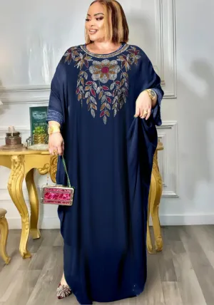 Elegant Embroidered Chiffon Kaftan Plus Size Two-Piece Dress Set