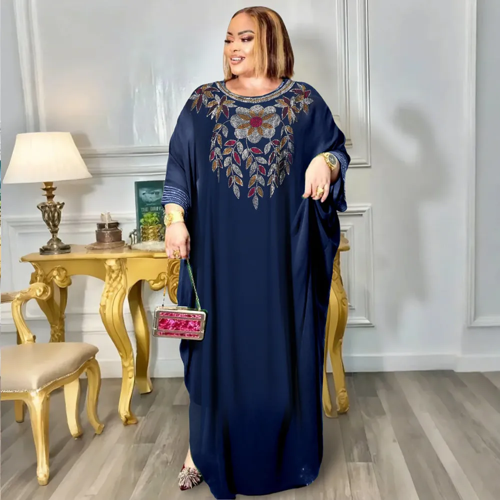 Elegant Embroidered Chiffon Kaftan Plus Size Two-Piece Dress Set
