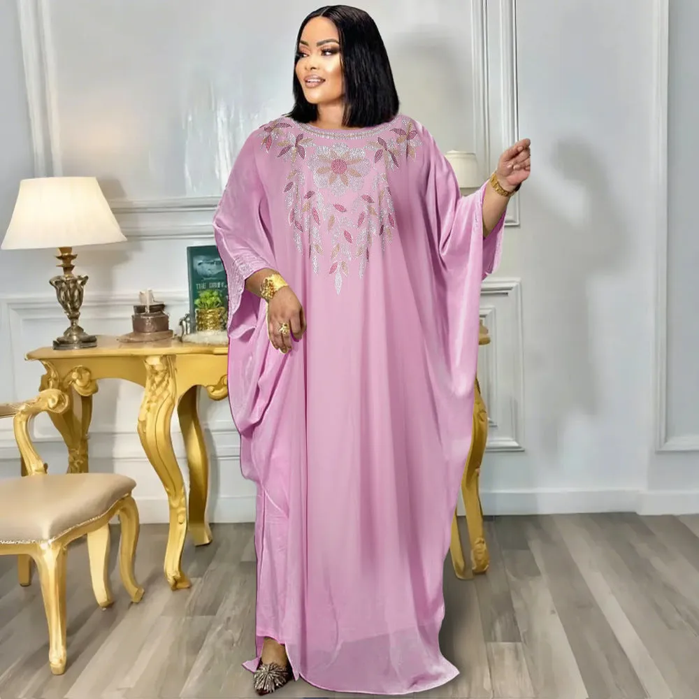 Elegant Embroidered Chiffon Kaftan Plus Size Two-Piece Dress Set
