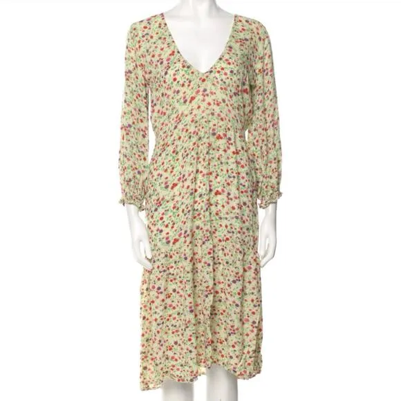 Faithfull The Brand Bastille Les Fleurs Ditsy Floral Tiered Midi Dress S