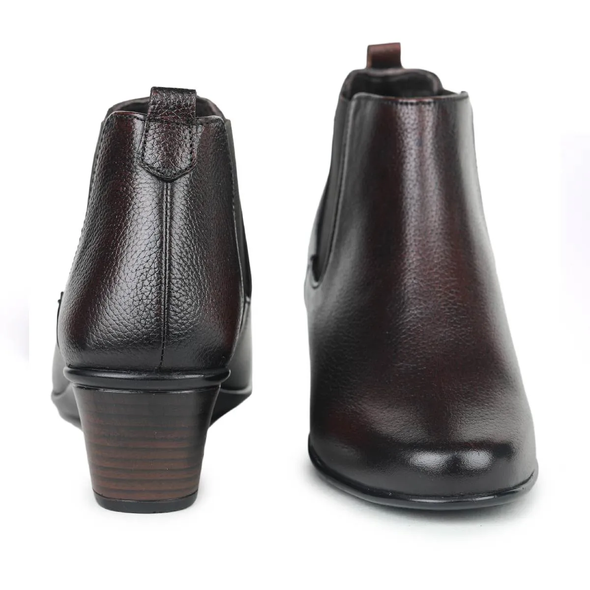 Fine-Grain Leather Chelsea Boots L 061 with Heels for Women