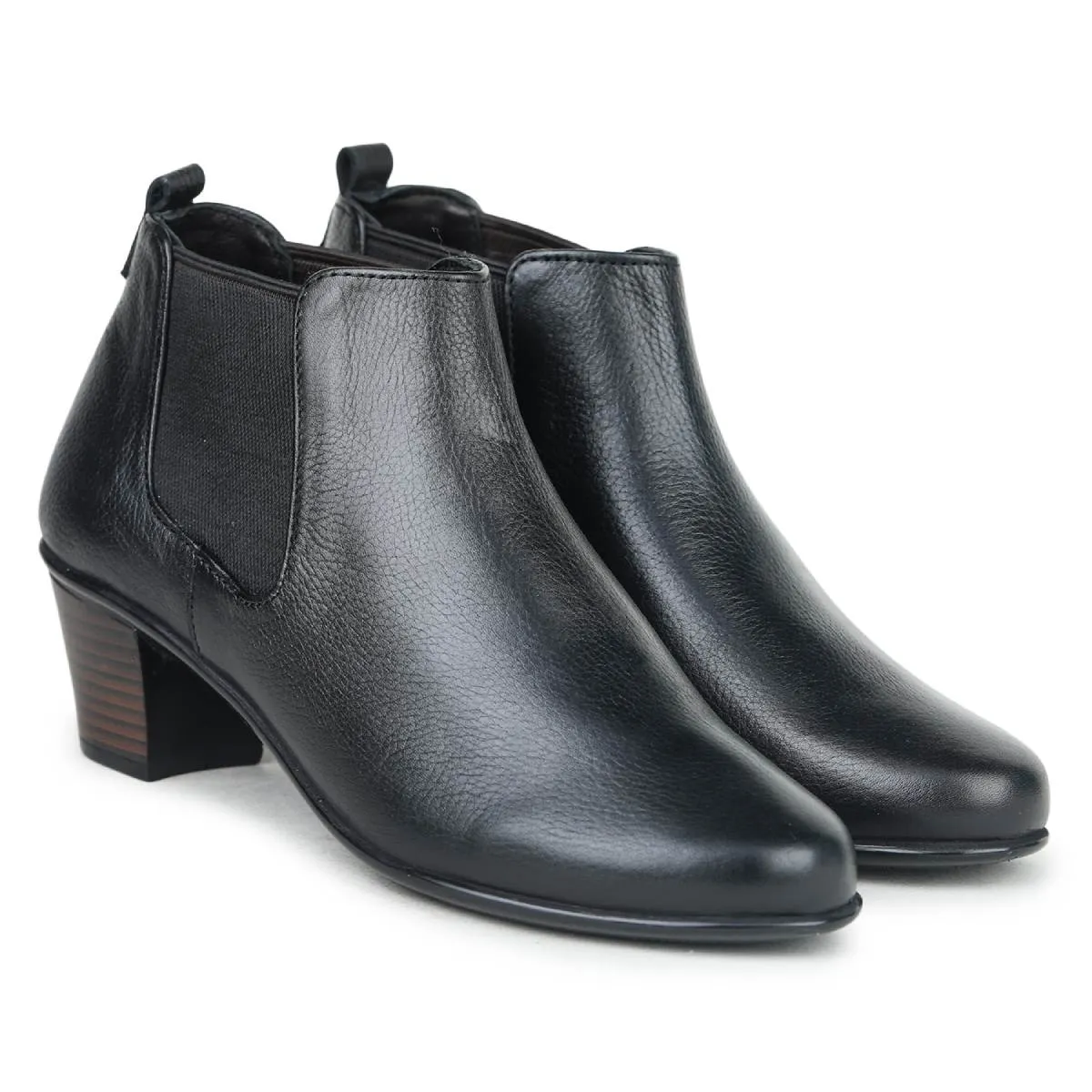 Fine-Grain Leather Chelsea Boots L 061 with Heels for Women