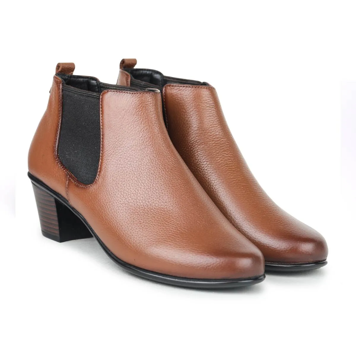 Fine-Grain Leather Chelsea Boots L 061 with Heels for Women