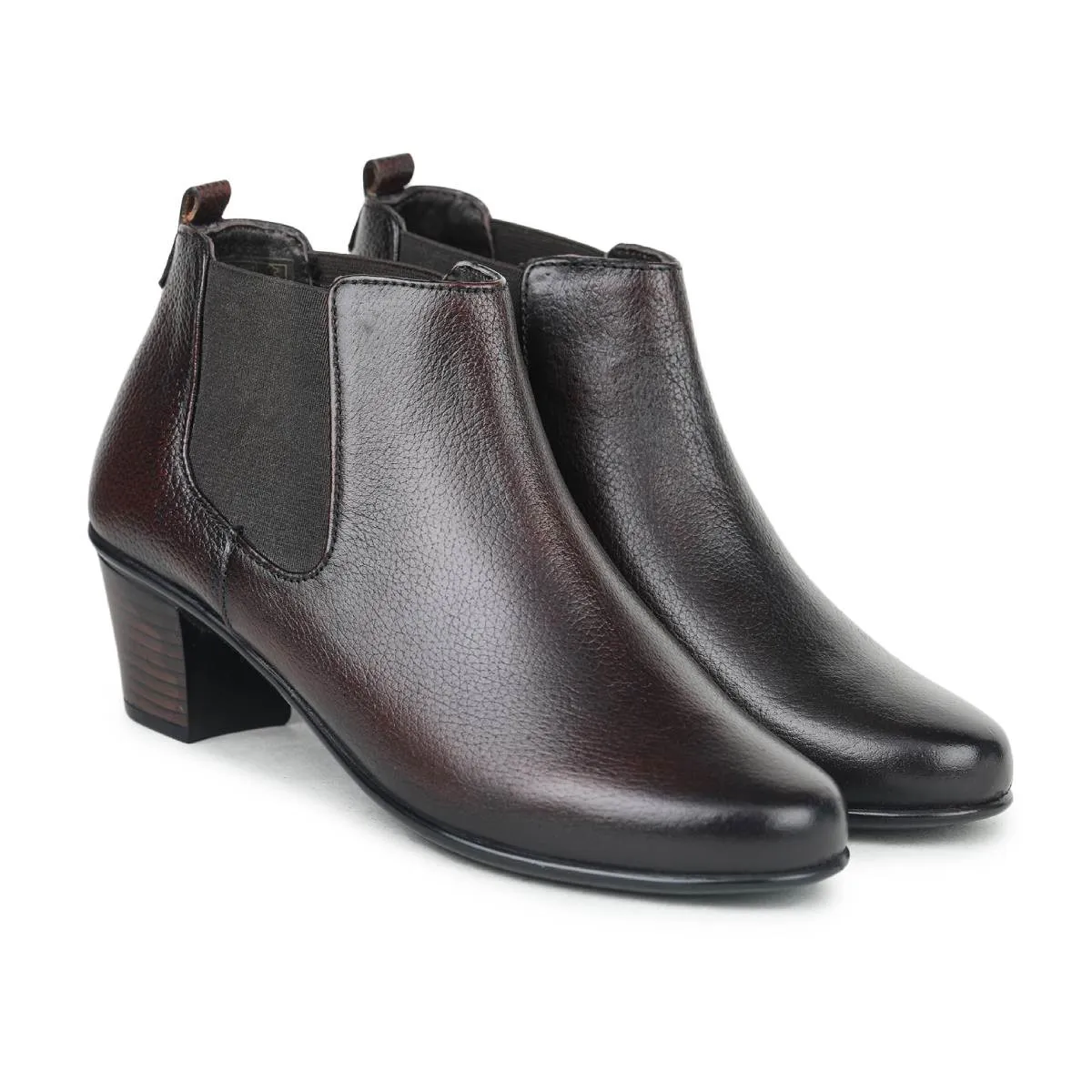 Fine-Grain Leather Chelsea Boots L 061 with Heels for Women
