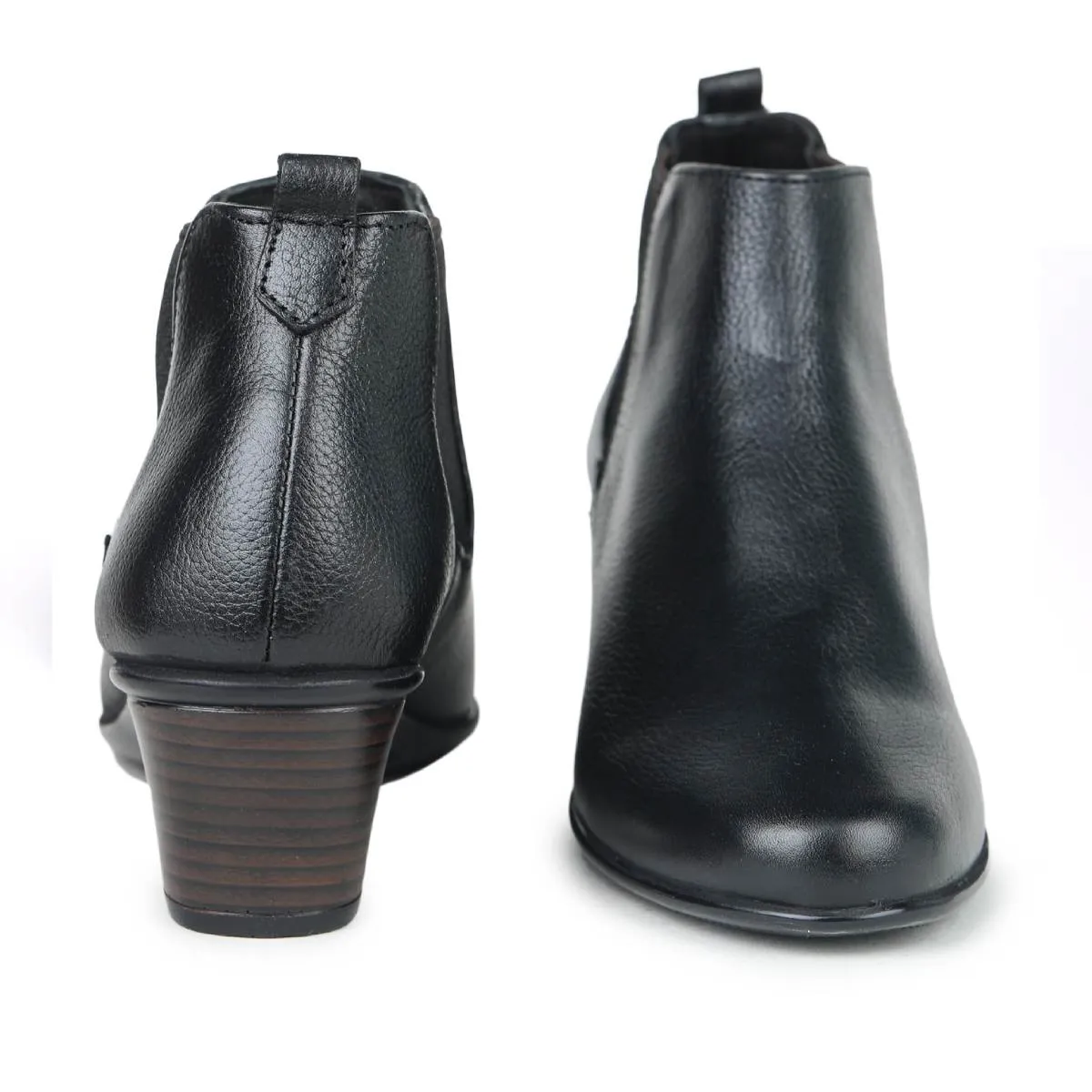 Fine-Grain Leather Chelsea Boots L 061 with Heels for Women