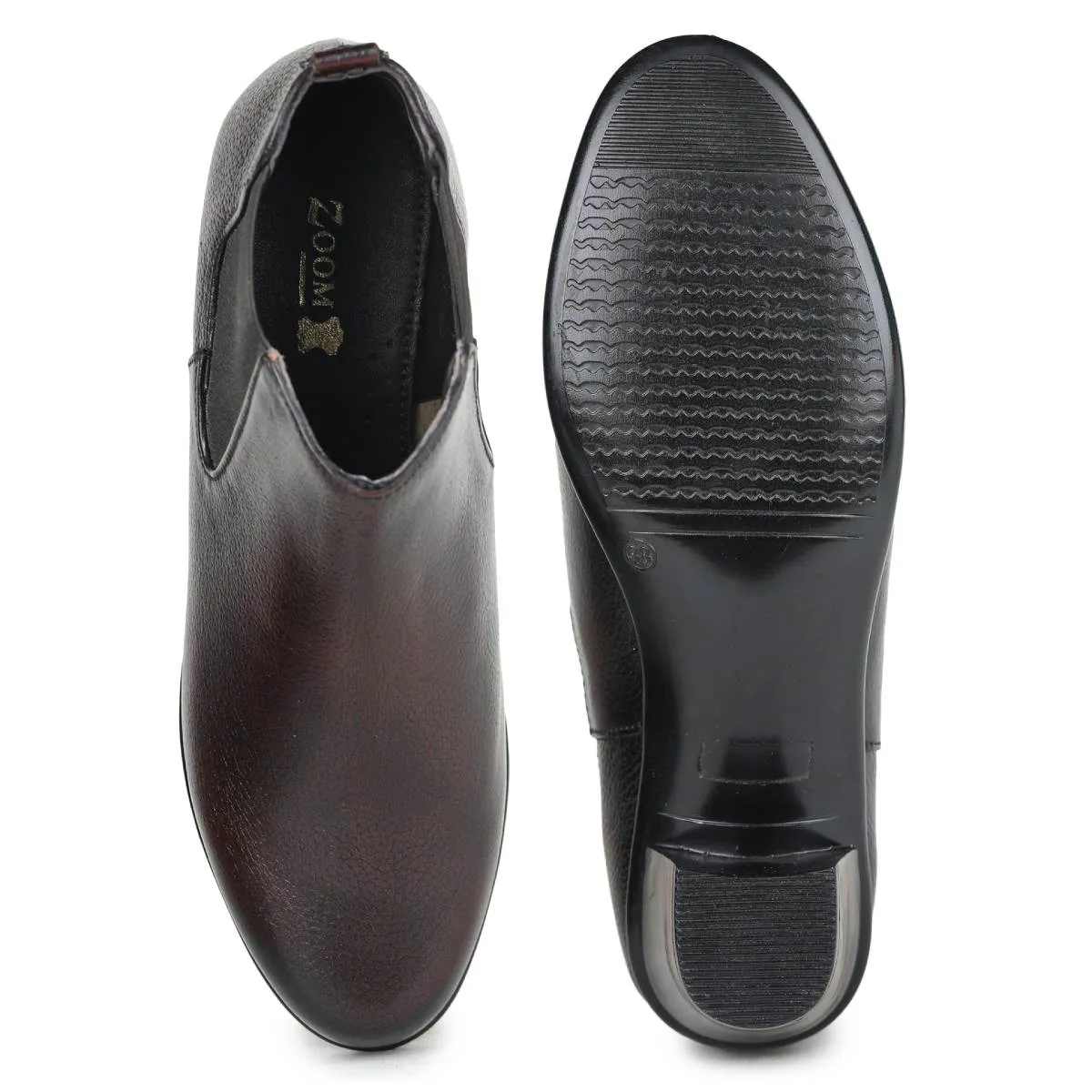 Fine-Grain Leather Chelsea Boots L 061 with Heels for Women