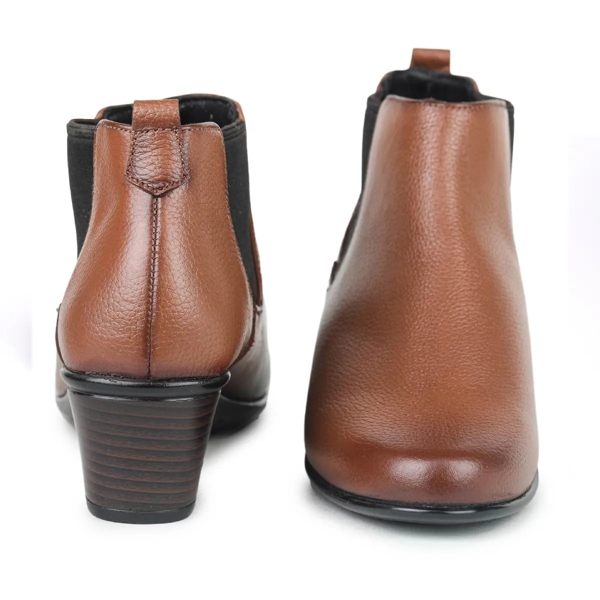 Fine-Grain Leather Chelsea Boots L 061 with Heels for Women