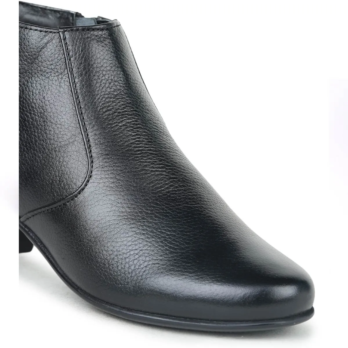 Fine-Grain Leather Chelsea Boots L 088 with Block Heels for Women