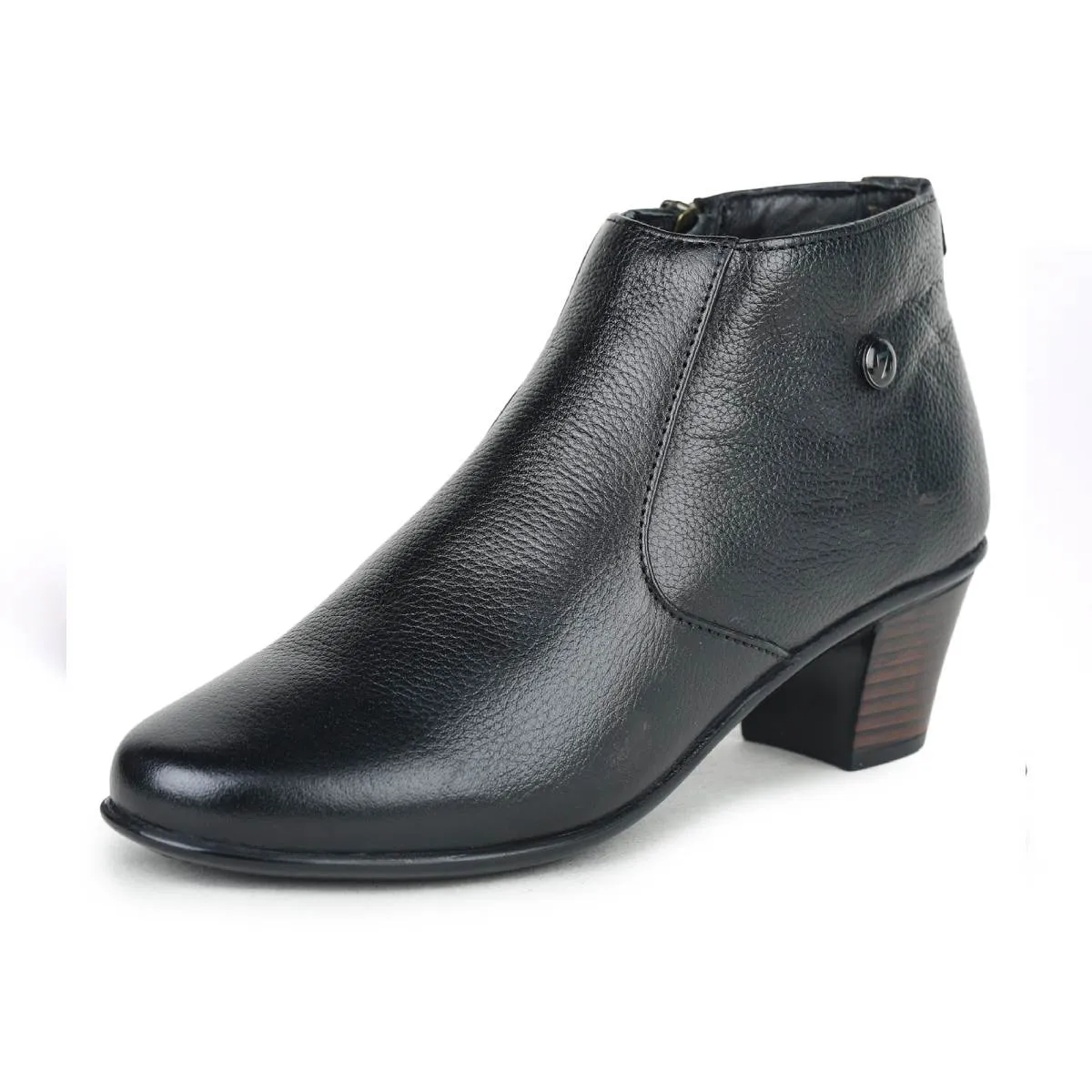 Fine-Grain Leather Chelsea Boots L 088 with Block Heels for Women