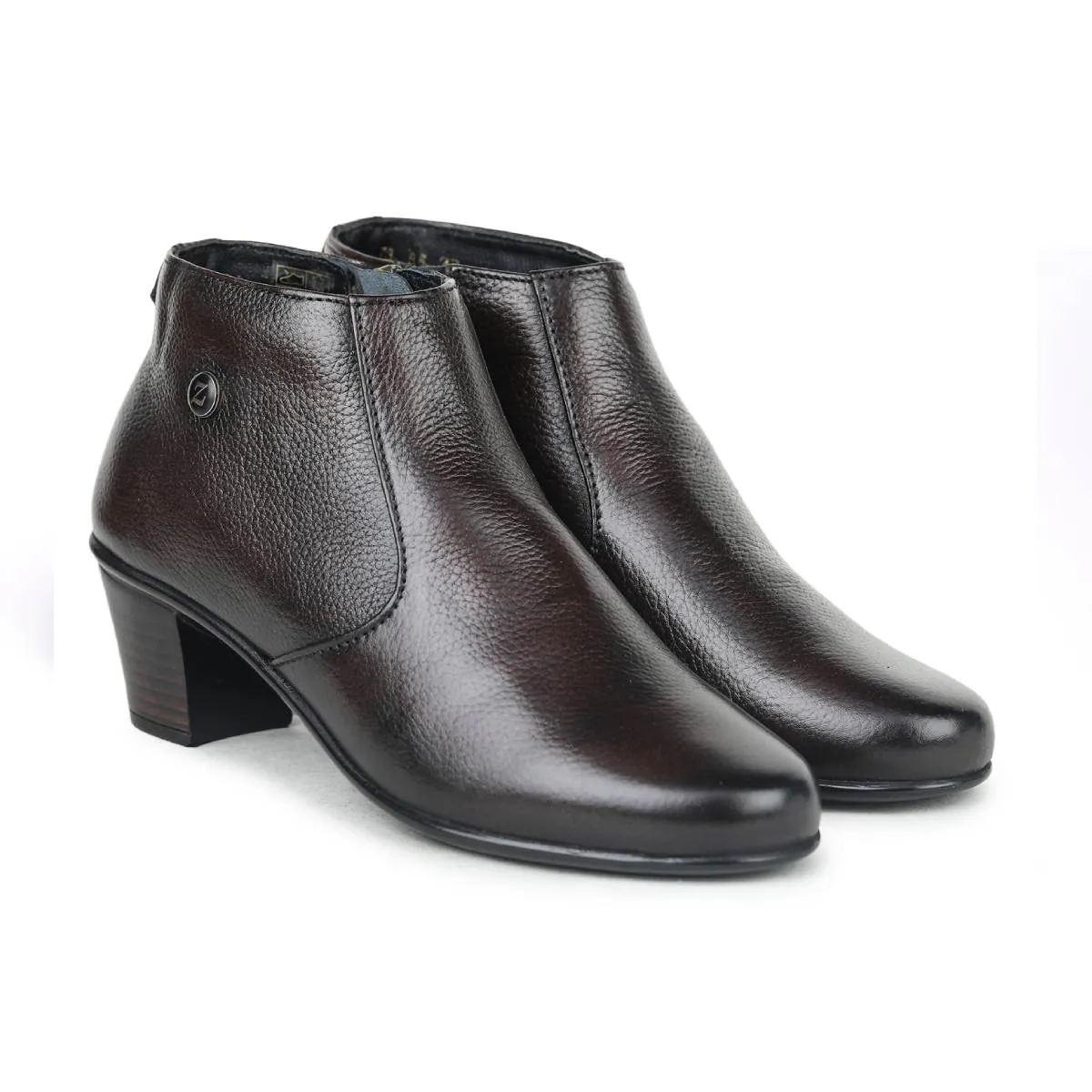 Fine-Grain Leather Chelsea Boots L 088 with Block Heels for Women