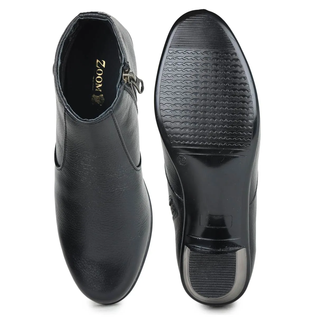 Fine-Grain Leather Chelsea Boots L 088 with Block Heels for Women