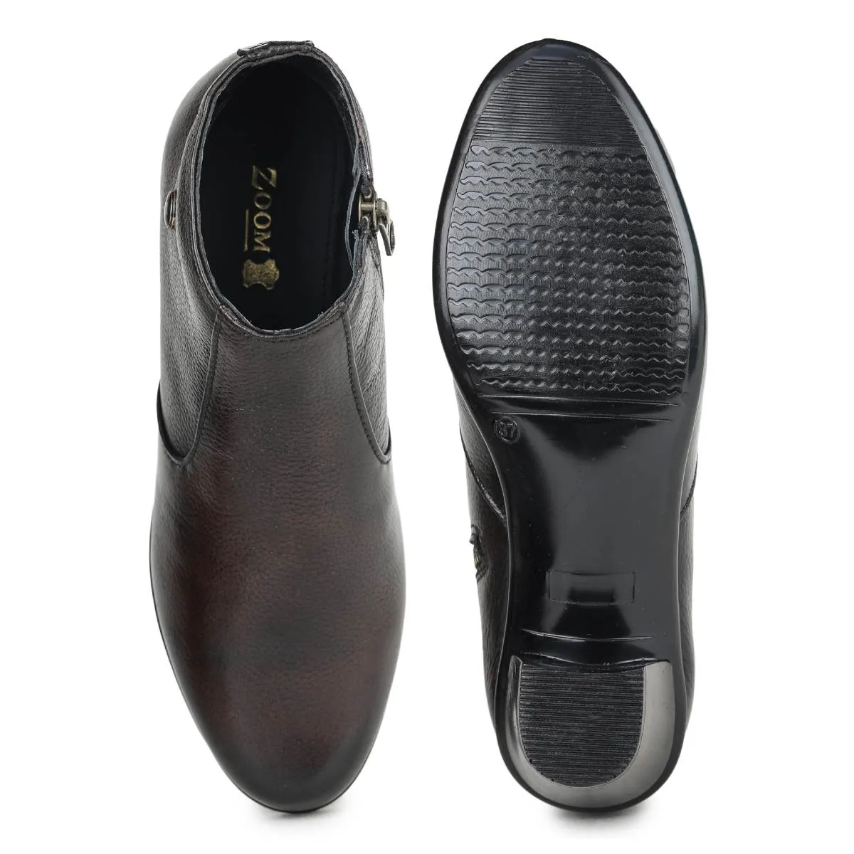 Fine-Grain Leather Chelsea Boots L 088 with Block Heels for Women