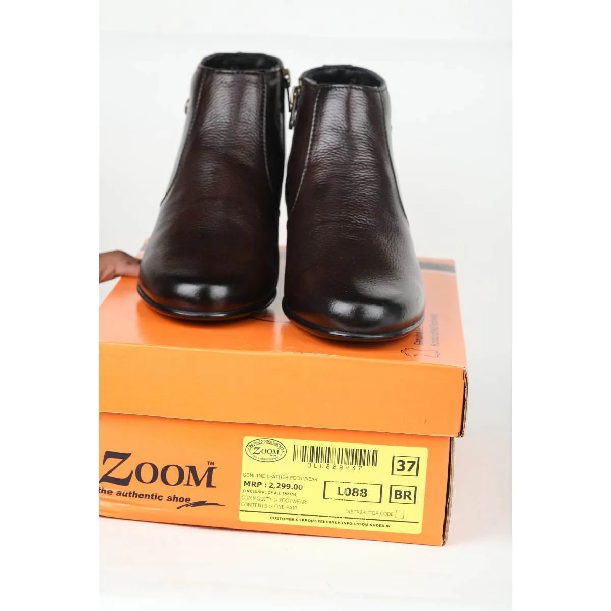Fine-Grain Leather Chelsea Boots L 088 with Block Heels for Women