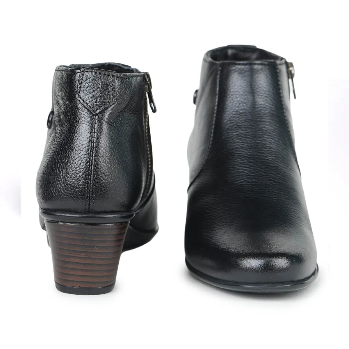 Fine-Grain Leather Chelsea Boots L 088 with Block Heels for Women
