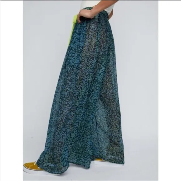 Free People Sleepin In Printed Chiffon Wide-Leg Pants NWOT