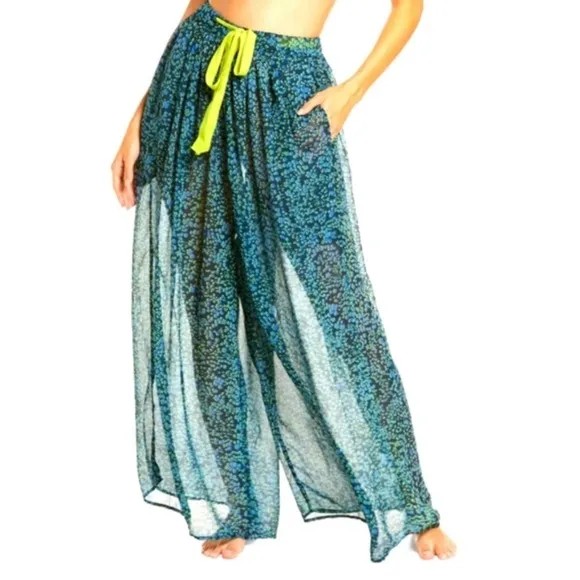 Free People Sleepin In Printed Chiffon Wide-Leg Pants NWOT