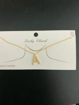 Gold Pearl Initial Necklace