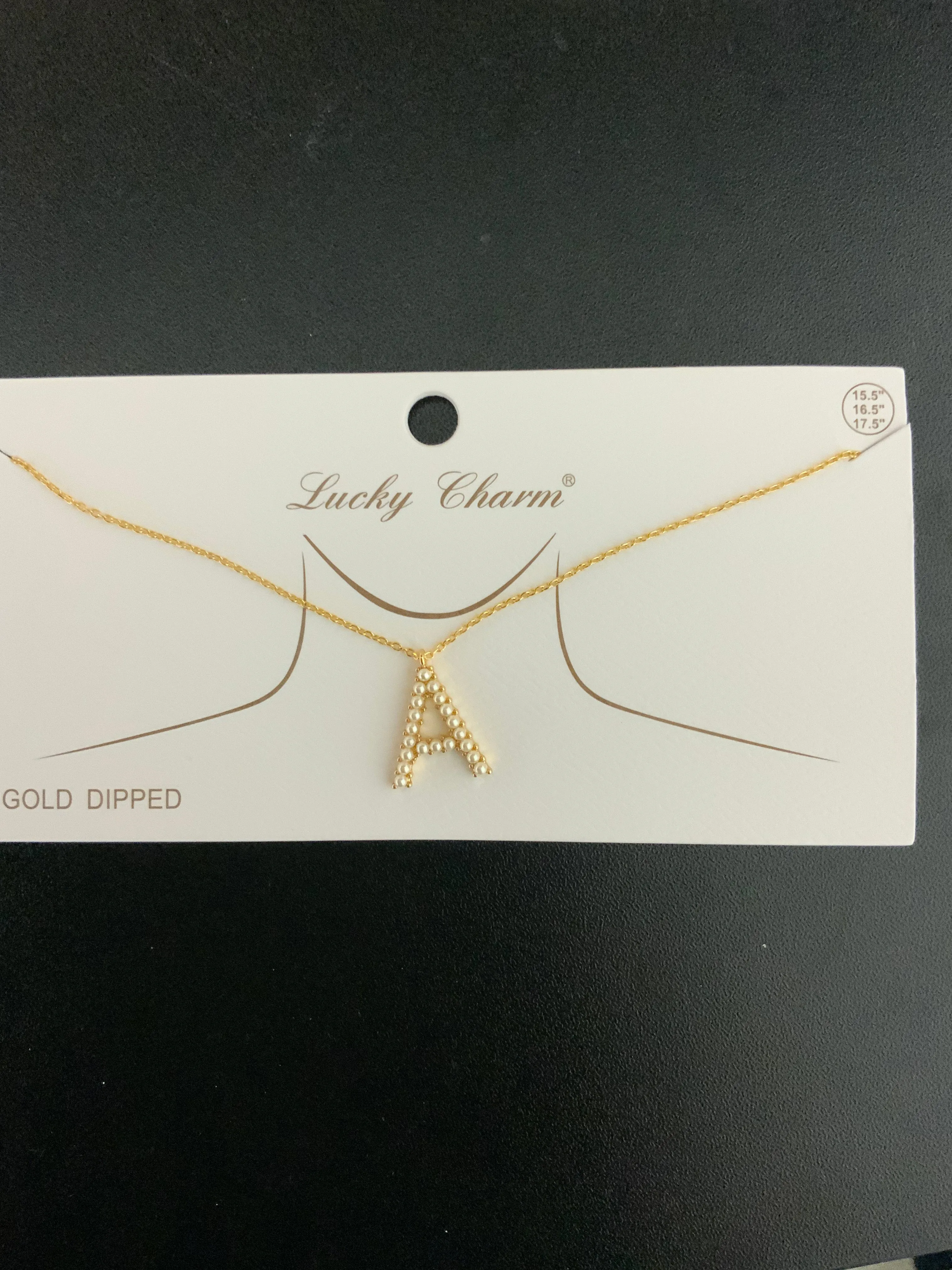 Gold Pearl Initial Necklace
