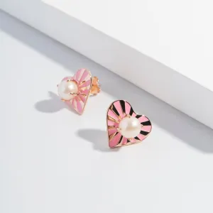 HEART VIBE ROSE GOLD ENAMEL EARRINGS