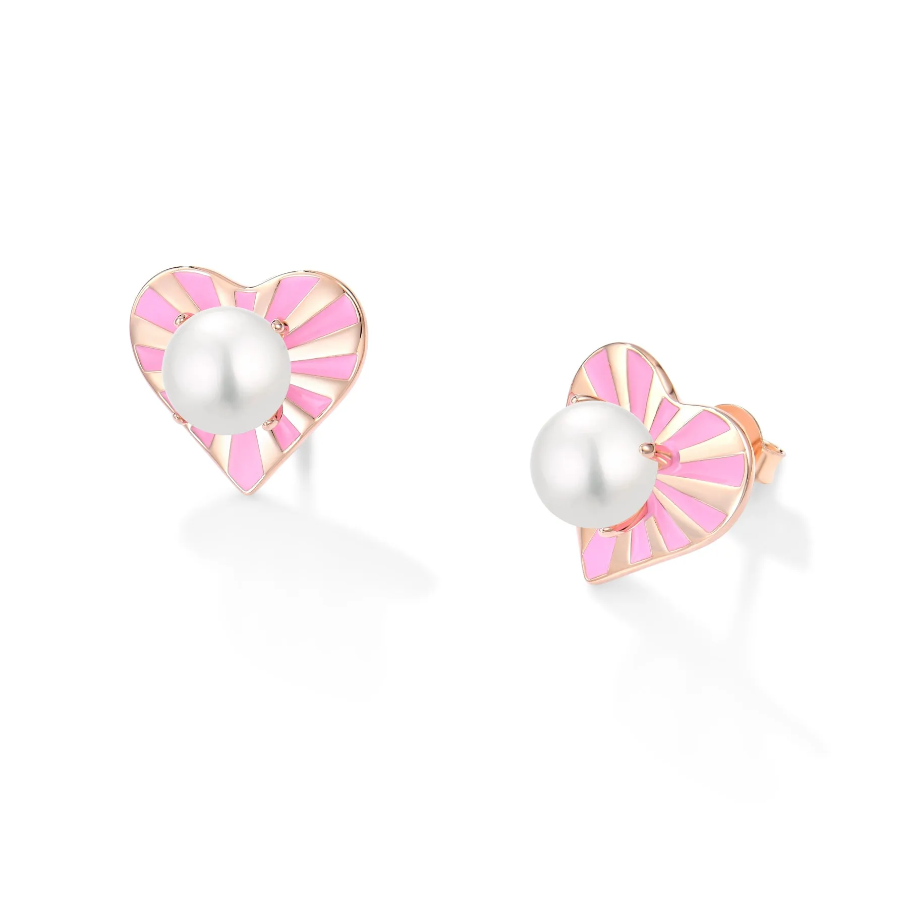 HEART VIBE ROSE GOLD ENAMEL EARRINGS